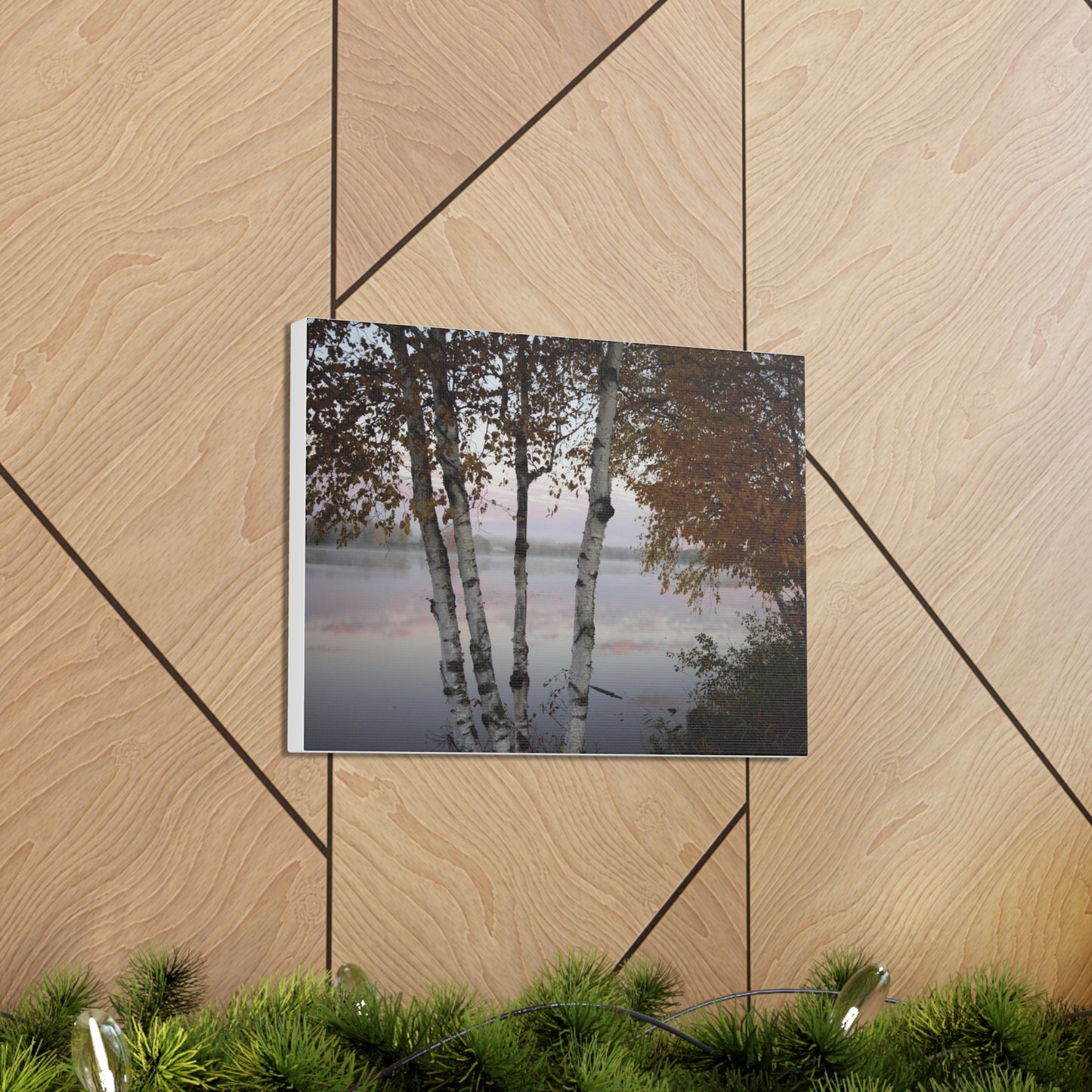 Canvas Gallery Wraps (White Wrap) - River view with morning fog