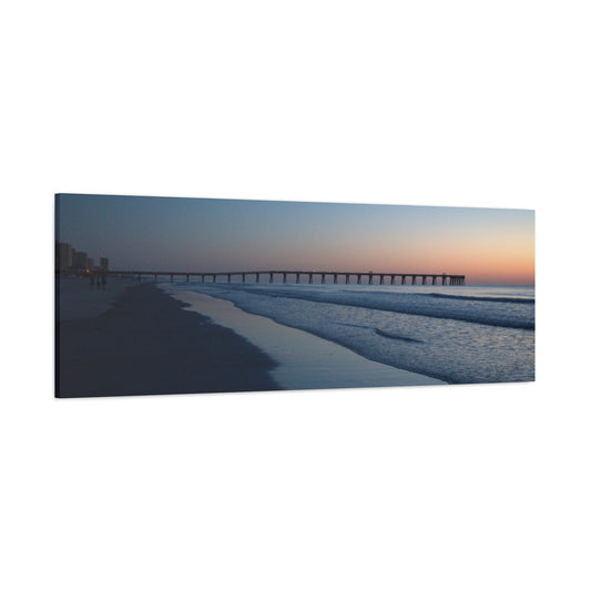 Blue hour at the pier 60" X 20" Matte Canvas, Stretched, 1.25"