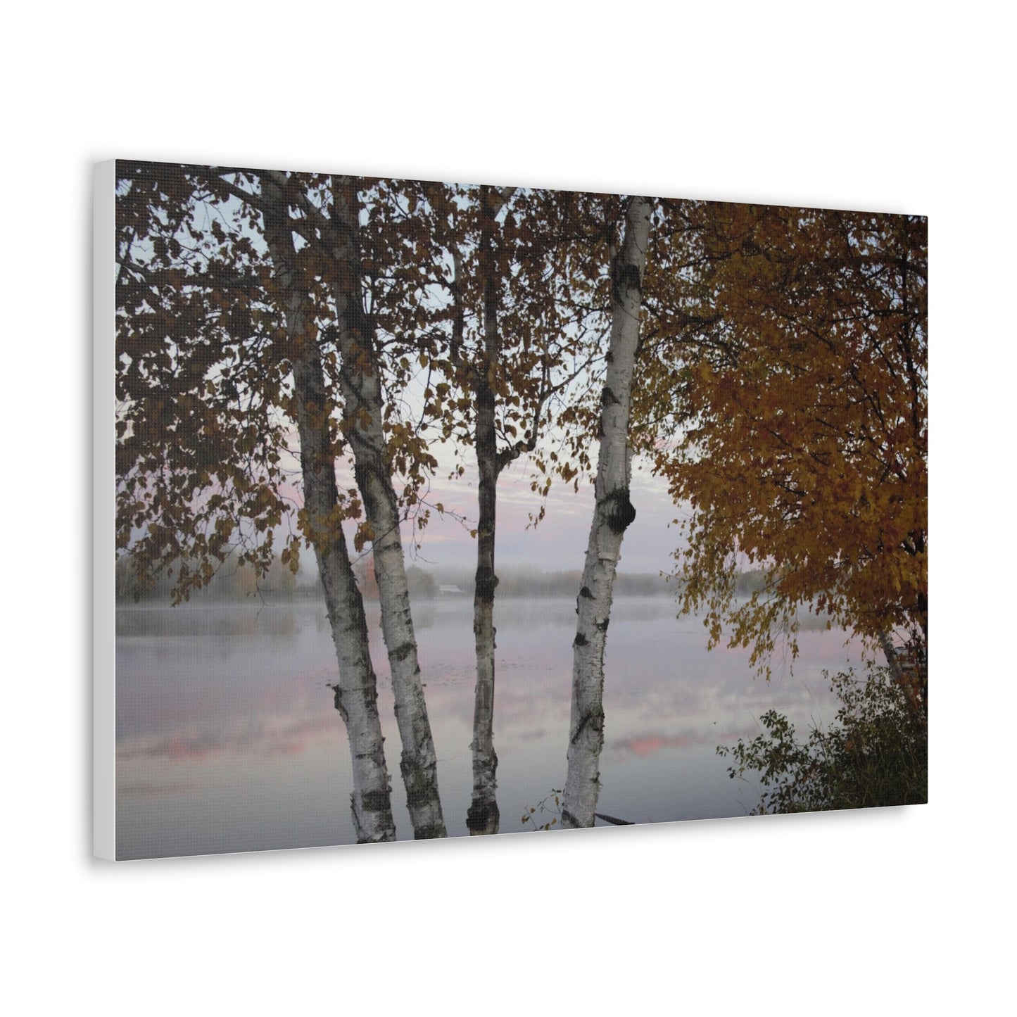 Canvas Gallery Wraps (White Wrap) - River view with morning fog