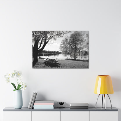 Canvas Gallery Wraps - Picinic by the river. Black and White