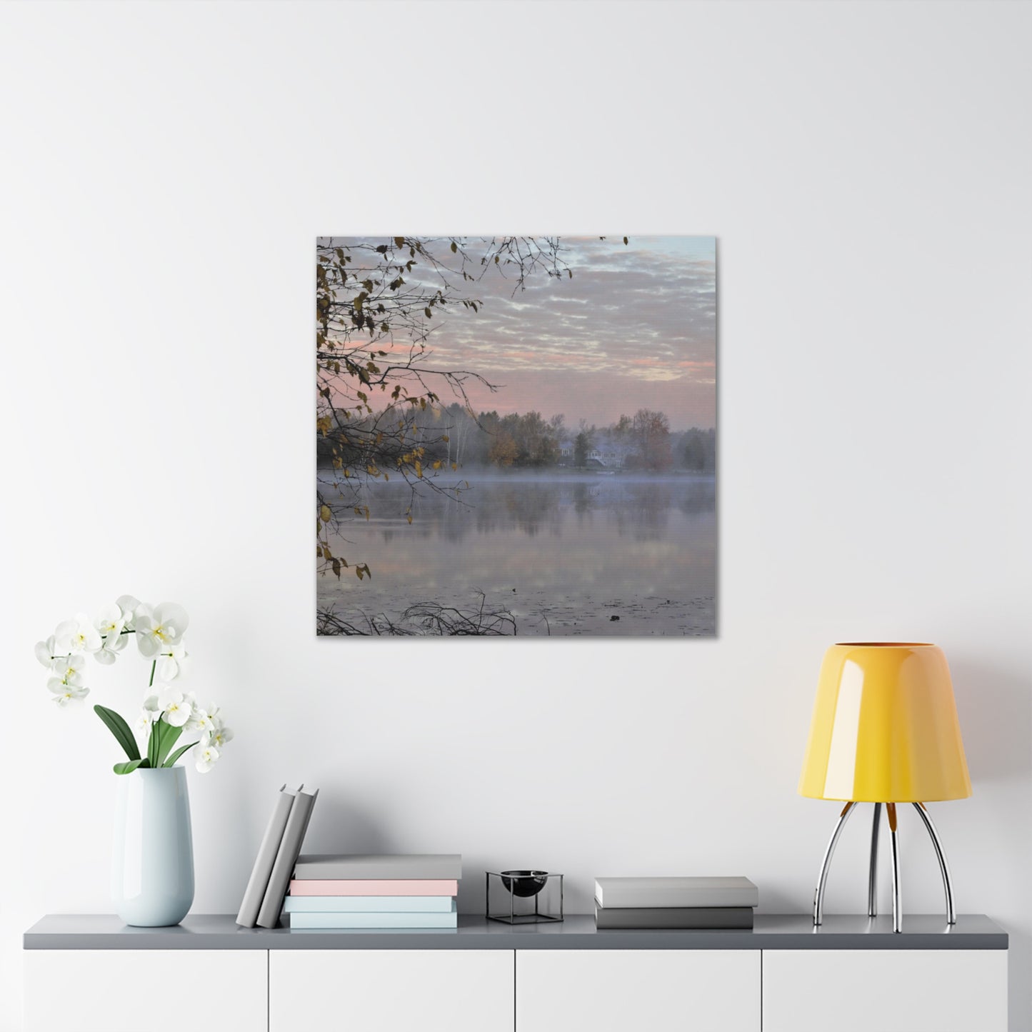 Canvas Gallery Wraps (White Wrap) (Squares) Foggy morning on the river