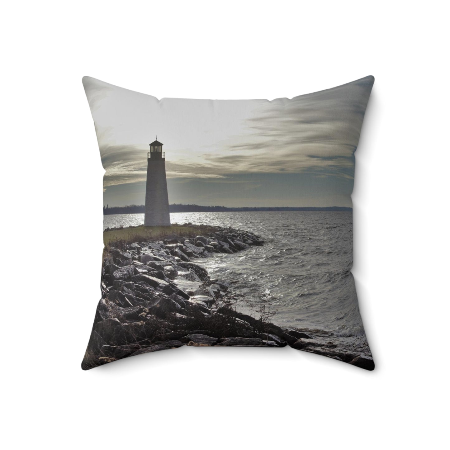 Spun Polyester Square Pillow - Light House