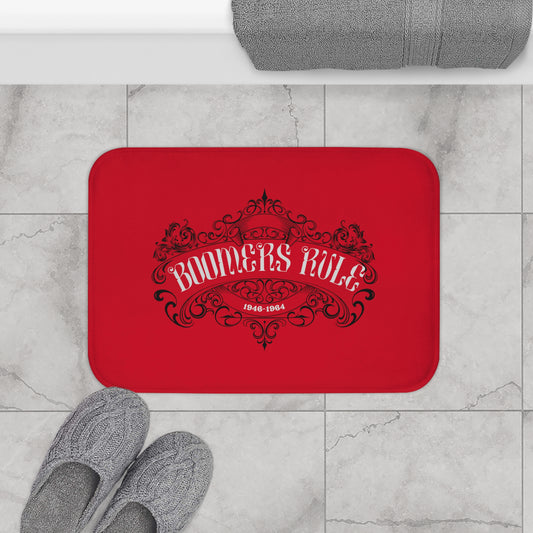 Dark Red Bathmat Boomers Rule