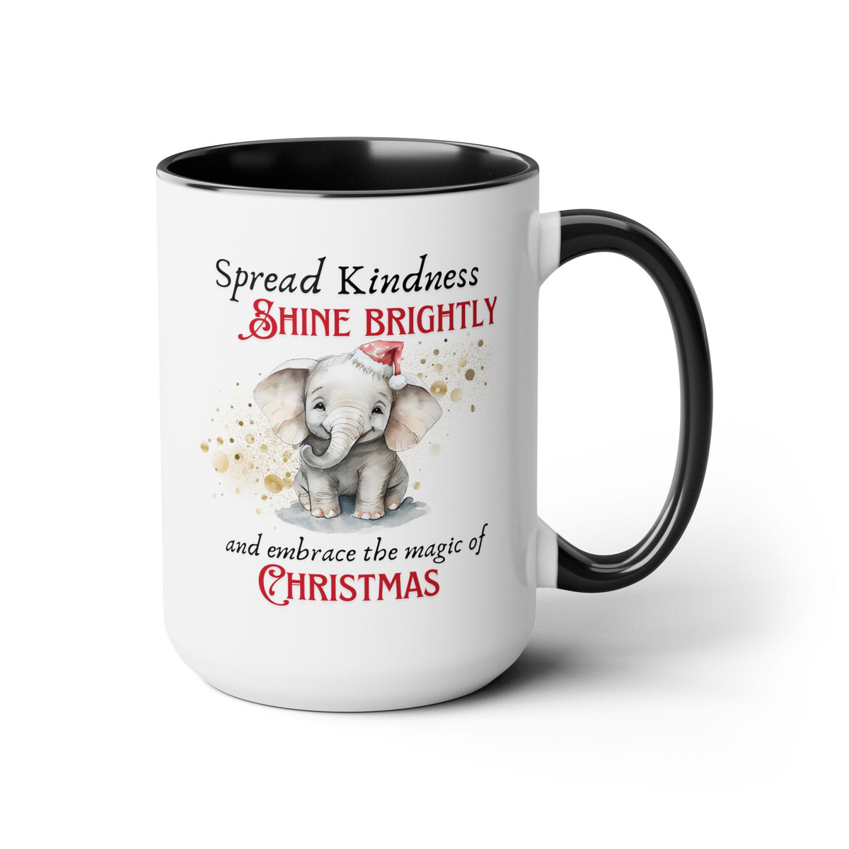 Two-Tone Coffee Mugs, 15oz - Magic of Christmas Elephant
