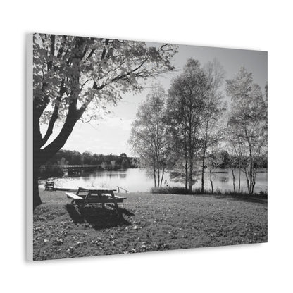 Canvas Gallery Wraps - Picinic by the river. Black and White