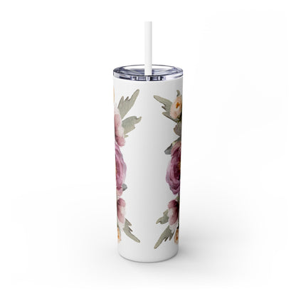 Skinny Tumbler with Straw, 20oz - Peonys