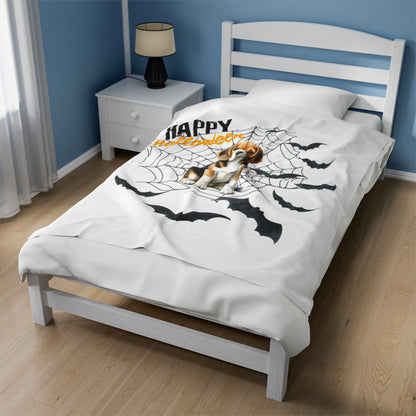 Velveteen Plush Blanket - Beagle Halloween