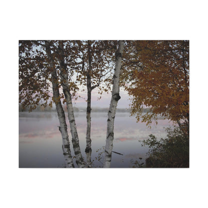 Canvas Gallery Wraps (White Wrap) - River view with morning fog