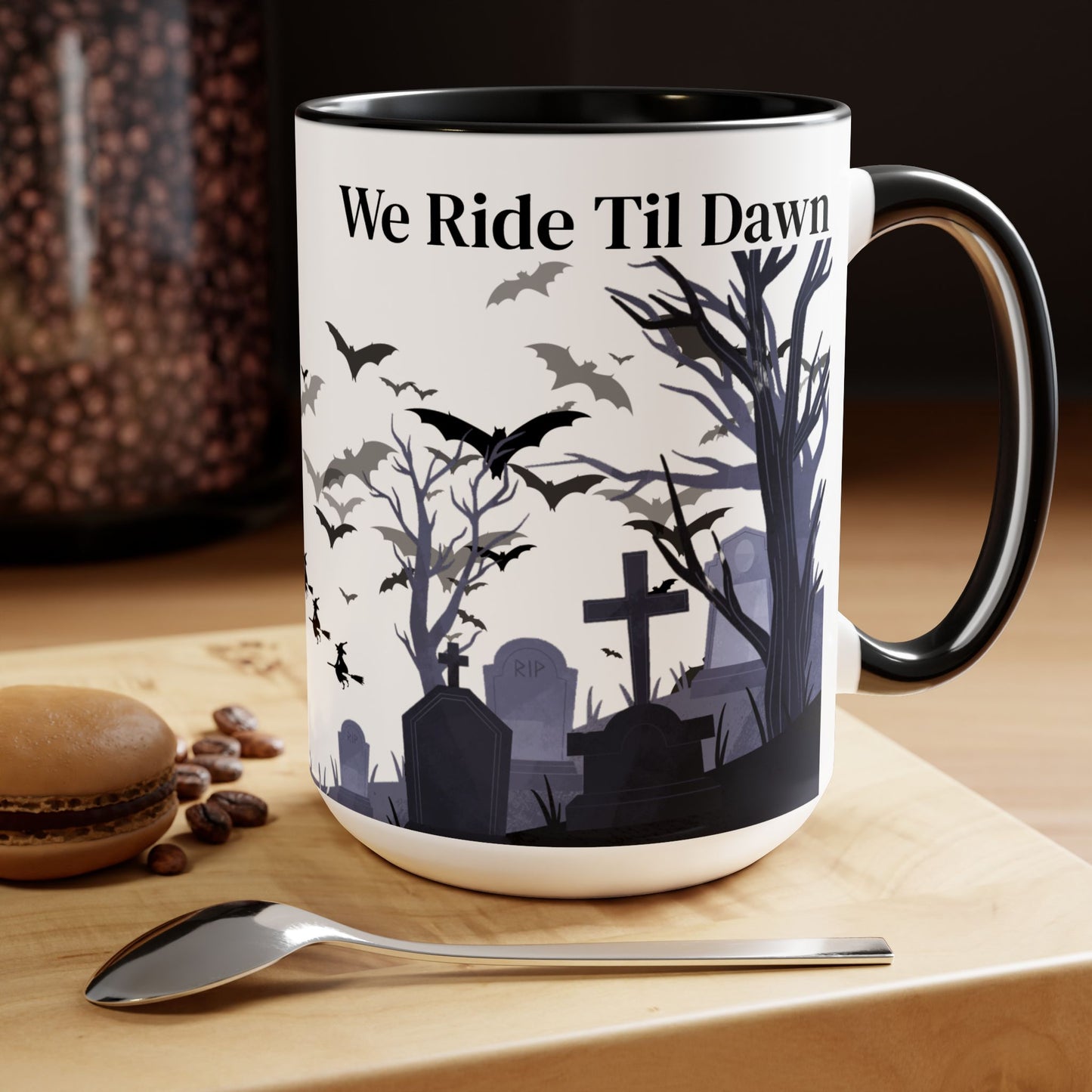 Two-Tone Coffee Mugs, 15oz - We Ride Til Dawn