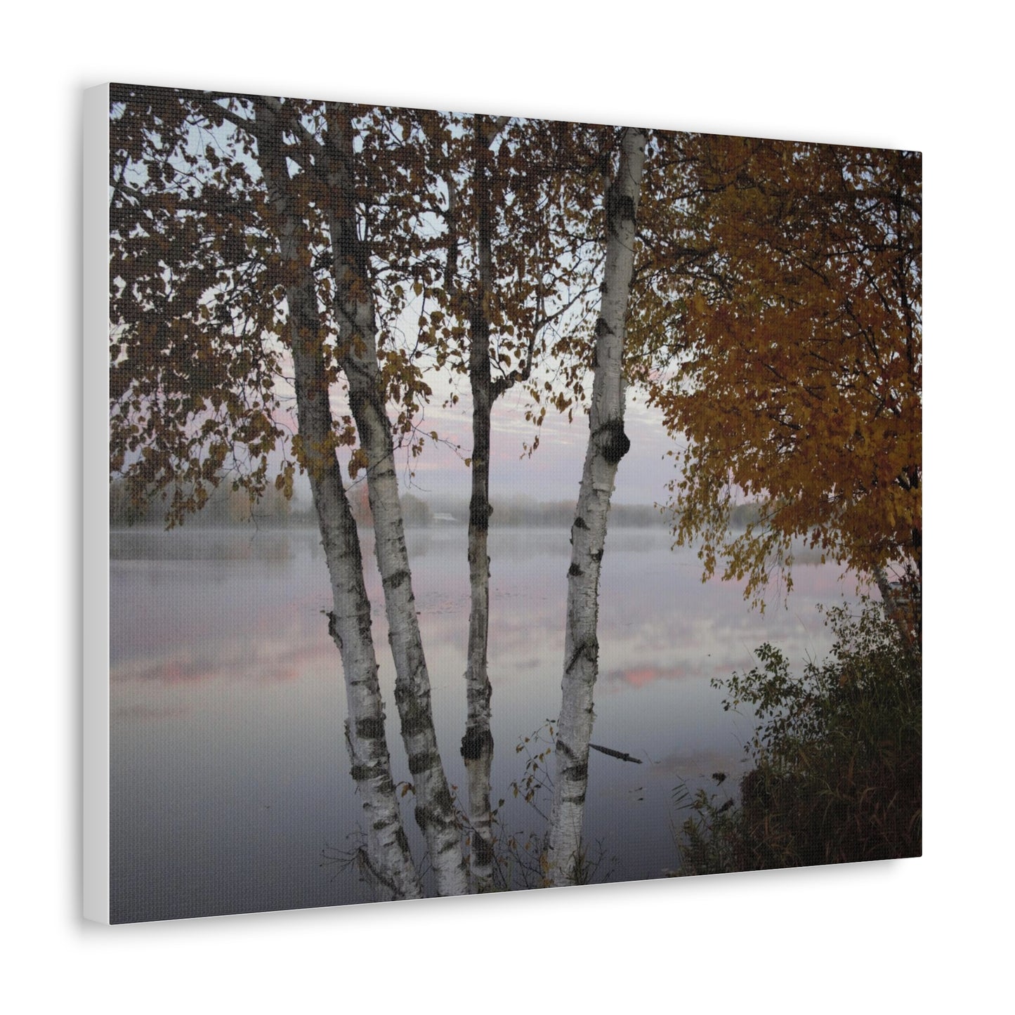 Canvas Gallery Wraps (White Wrap) - River view with morning fog