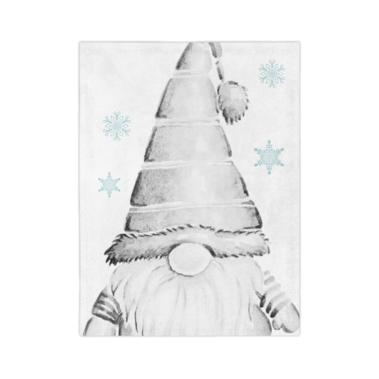 Velveteen Minky Blanket -  Gnome and snow flakes