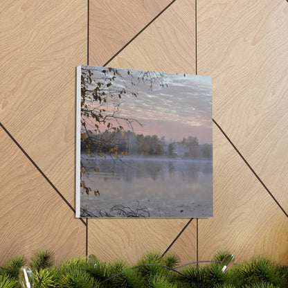 Canvas Gallery Wraps (White Wrap) (Squares) Foggy morning on the river