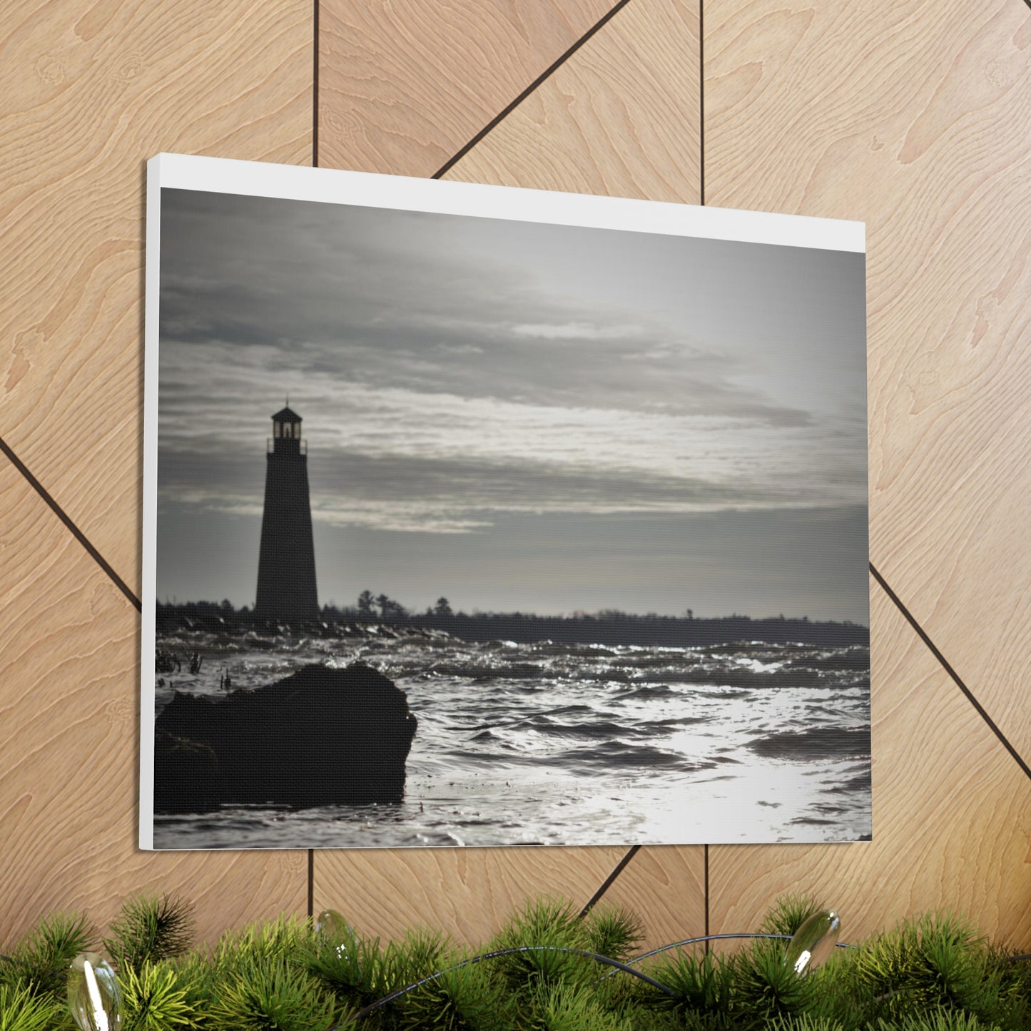 Canvas Gallery Wraps (White Wrap)-Winter Light House