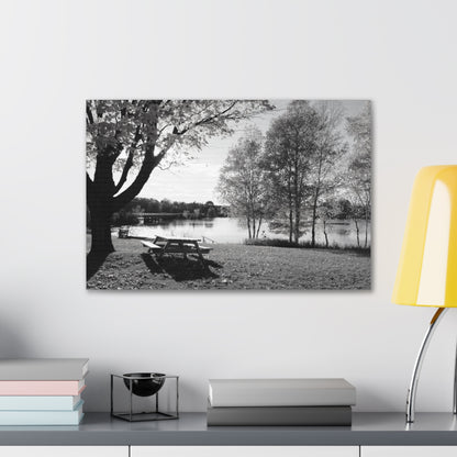 Canvas Gallery Wraps - Picinic by the river. Black and White