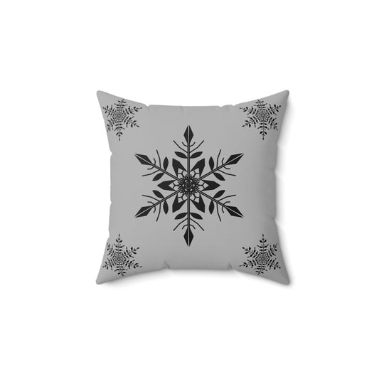 Spun Polyester Square Pillow - SNOWFLAKES