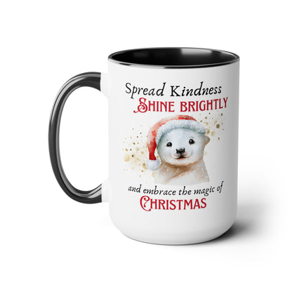 Two-Tone Coffee Mugs, 15oz - Magic of Christmas Polar Bear