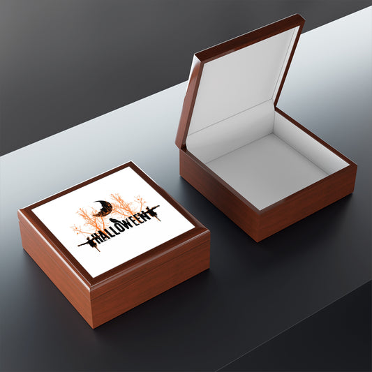 Scary Halloween Jewelry Box – White Ceramic