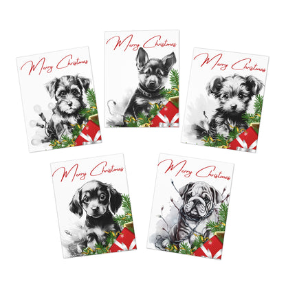 Multi-Design Greeting Cards (5-Pack) - Christmas Puppies