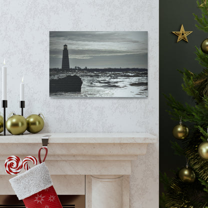 Canvas Gallery Wraps (White Wrap)-Winter Light House