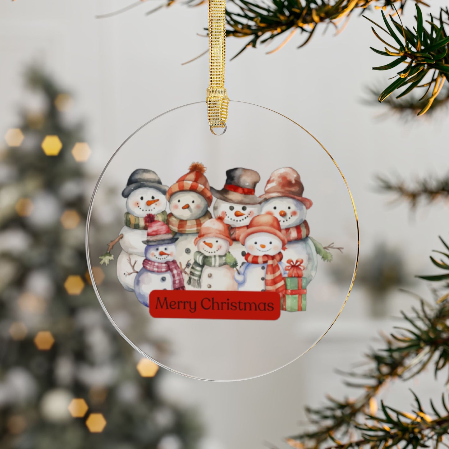 Acrylic Ornaments Snowman Merry Christmas