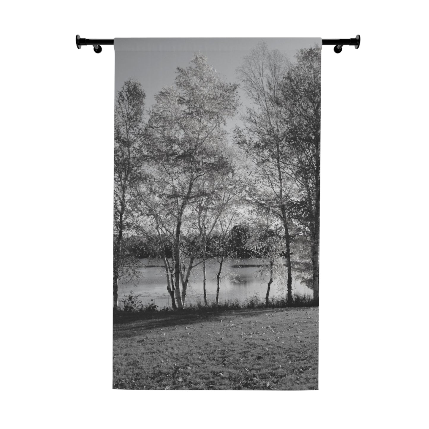 Black Out Window Curtains (1 Piece Left) Black and white river beyond the trees