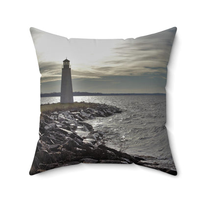 Spun Polyester Square Pillow - Light House