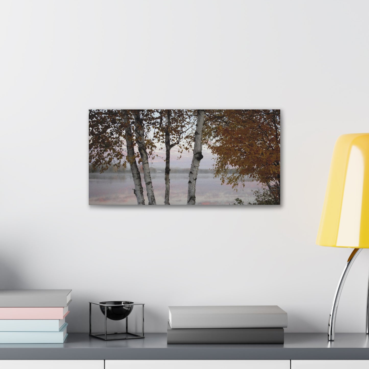 Canvas Gallery Wraps (White Wrap) - River view with morning fog