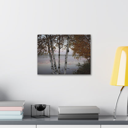 Canvas Gallery Wraps (White Wrap) - River view with morning fog