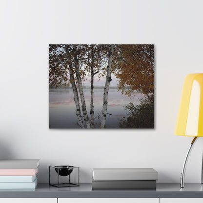 Canvas Gallery Wraps (White Wrap) - River view with morning fog