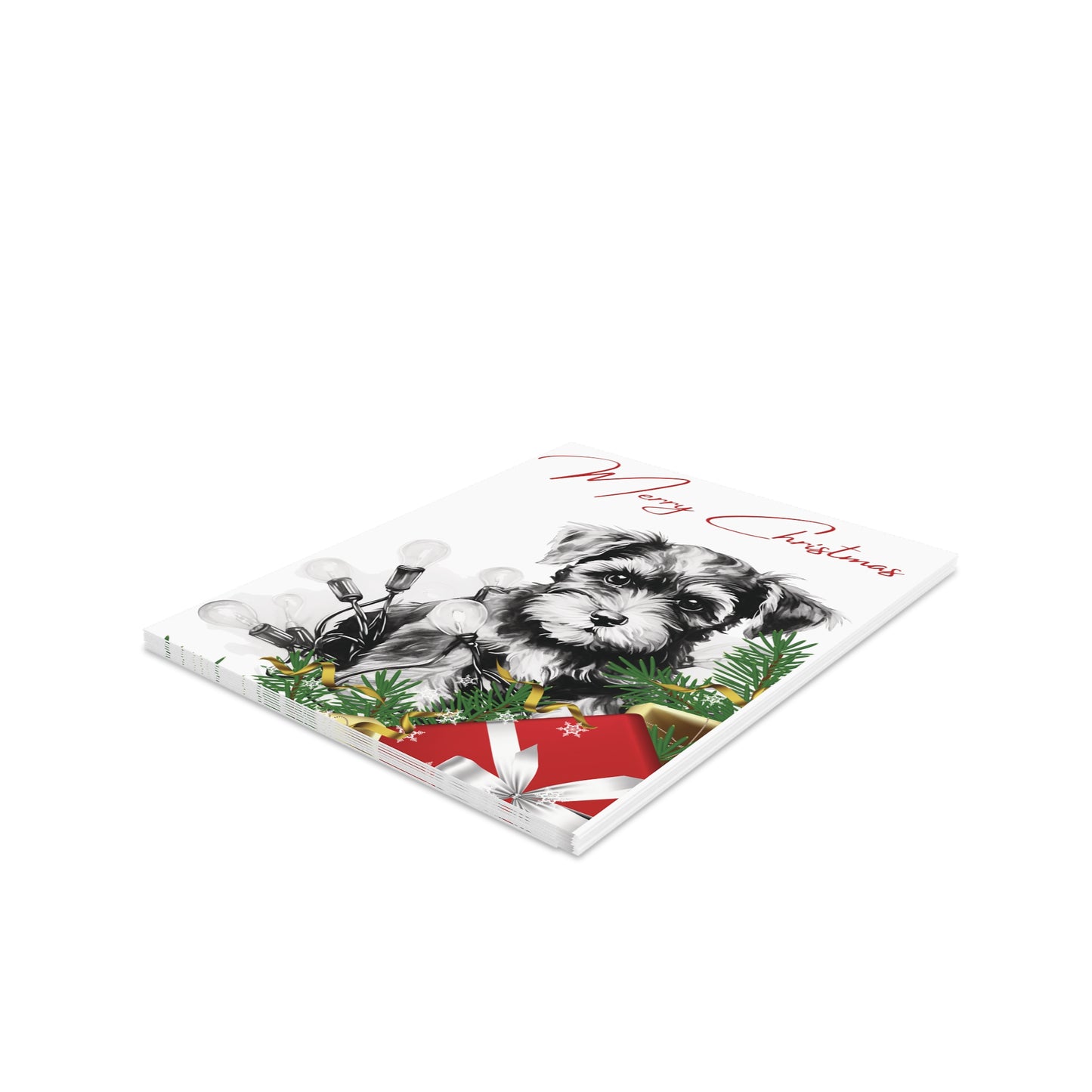 Greeting cards (8, 16, and 24 pcs) Schnauzer Christmas Puppy