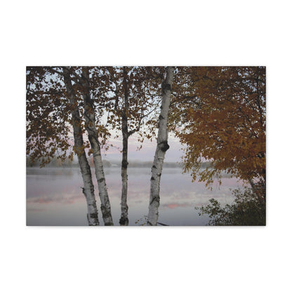 Canvas Gallery Wraps (White Wrap) - River view with morning fog