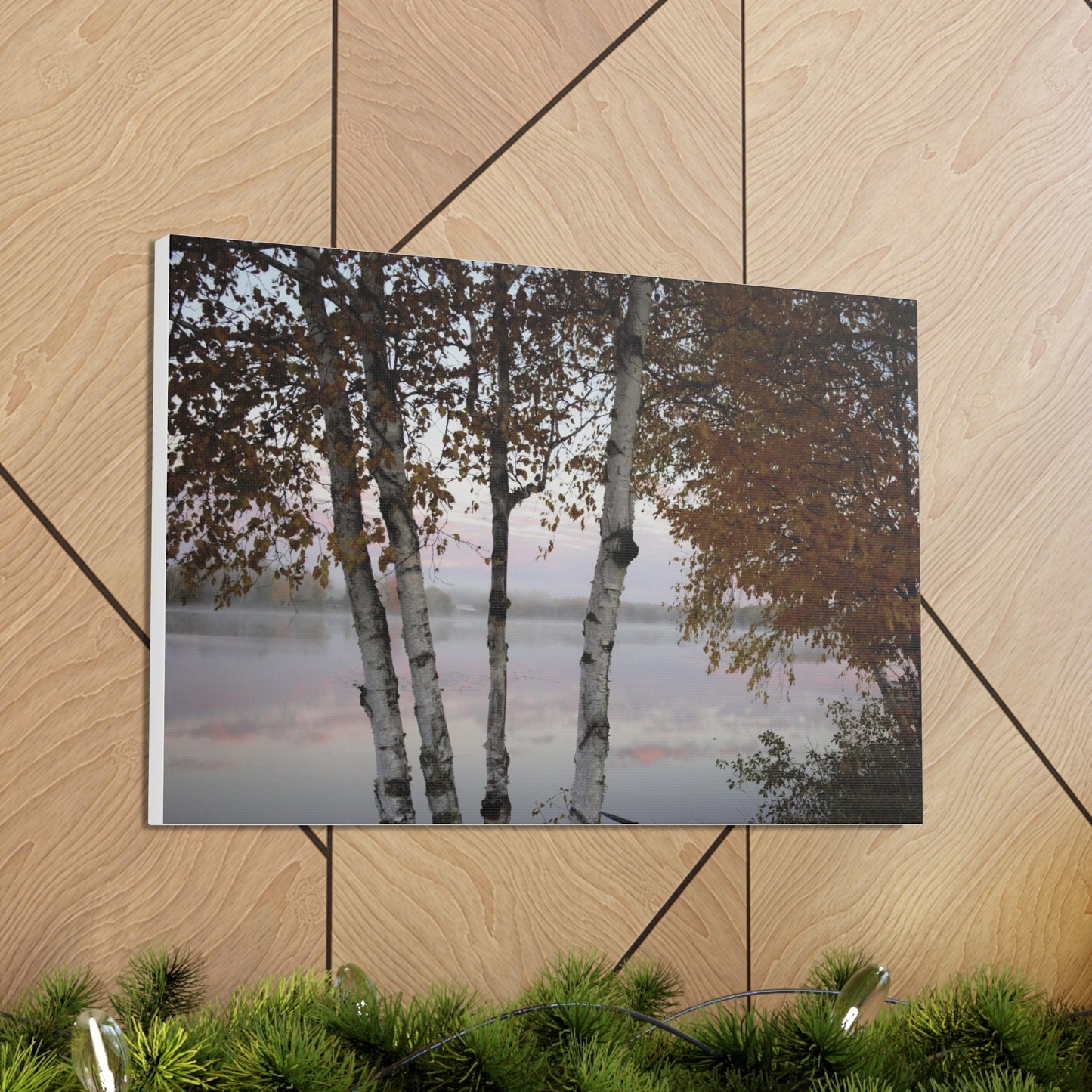 Canvas Gallery Wraps (White Wrap) - River view with morning fog