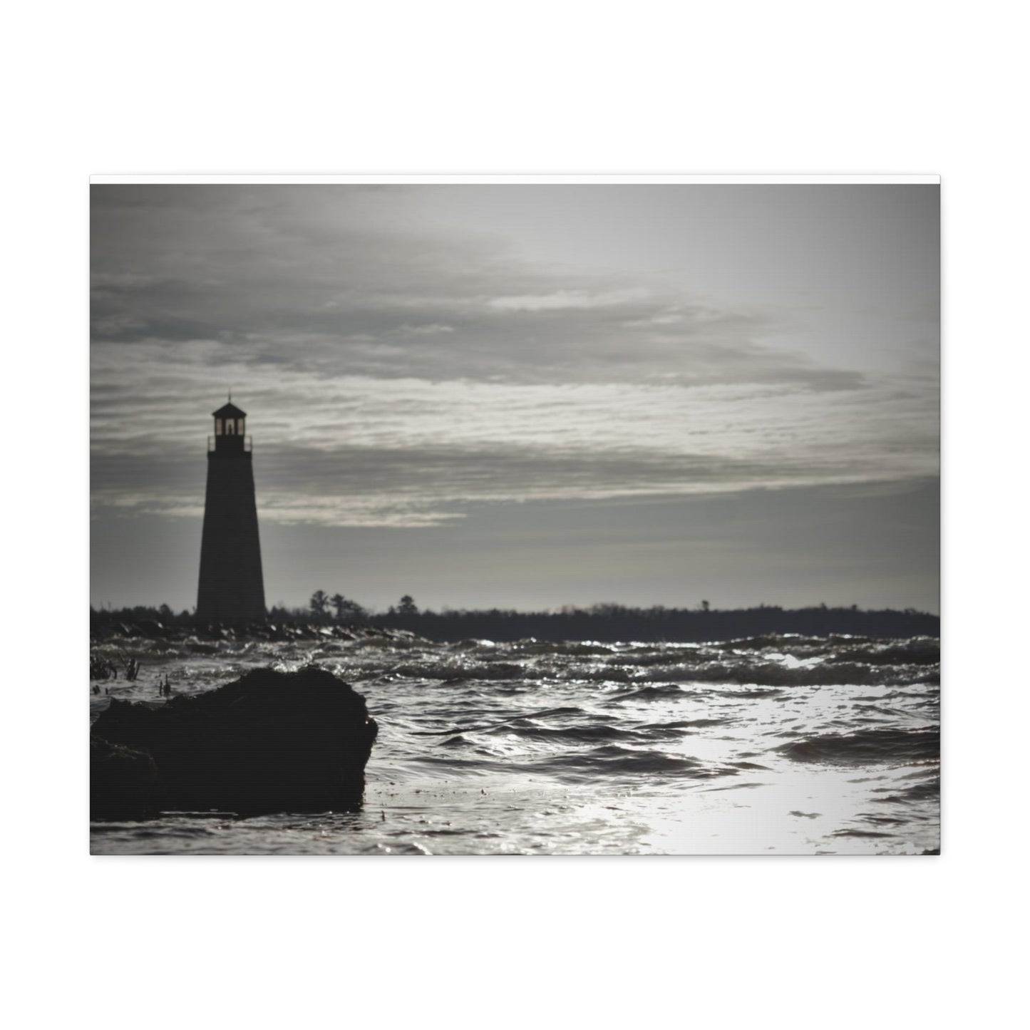 Canvas Gallery Wraps (White Wrap)-Winter Light House