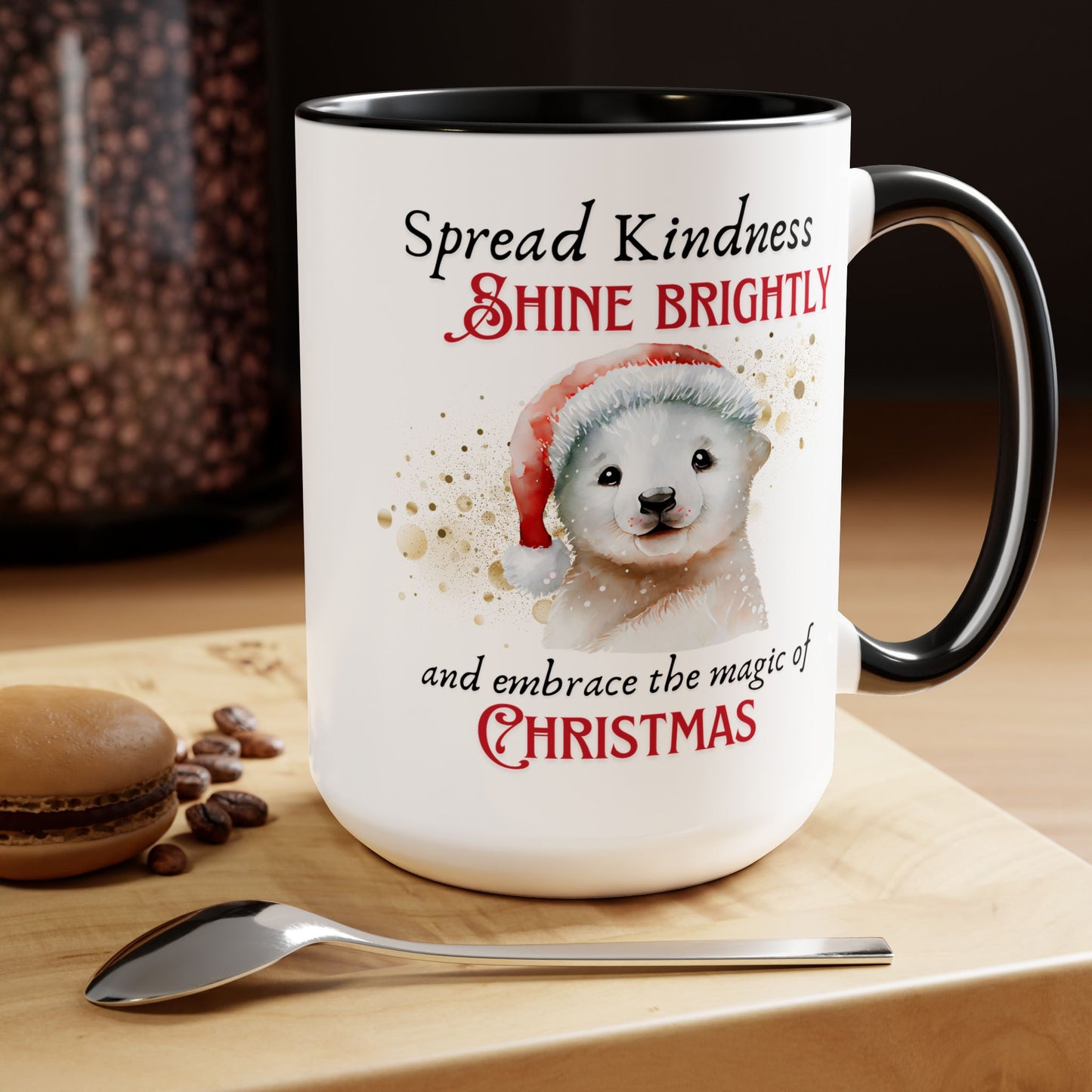 Two-Tone Coffee Mugs, 15oz - Magic of Christmas Polar Bear
