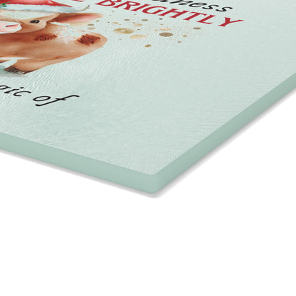 Glass Cutting Board - Magic of Christmas Baby Cow