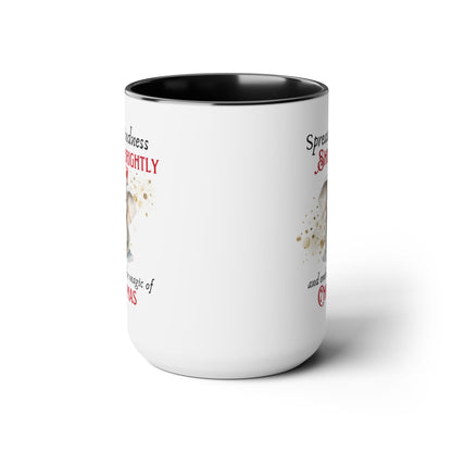 Two-Tone Coffee Mugs, 15oz - Magic of Christmas Elephant