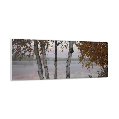 Canvas Gallery Wraps (White Wrap) - River view with morning fog