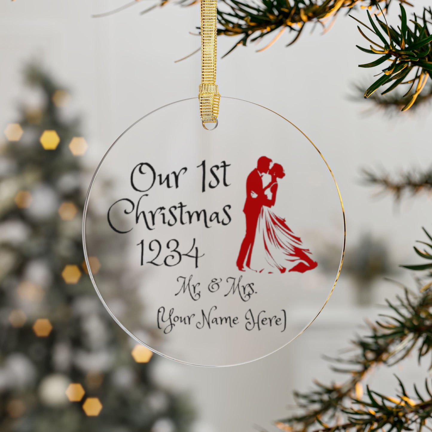 Acrylic Ornaments Our First Christmas - Personalize Bride and Groom