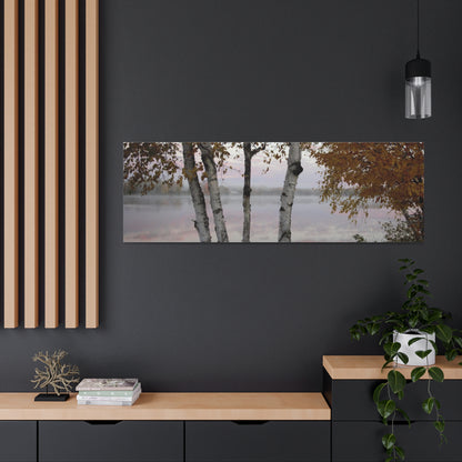 Canvas Gallery Wraps (White Wrap) - River view with morning fog