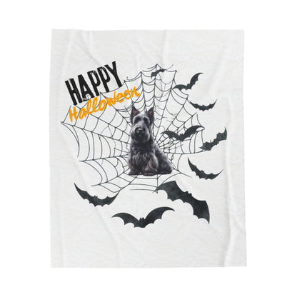 Velveteen Plush Blanket - Scottish Terrier Halloween