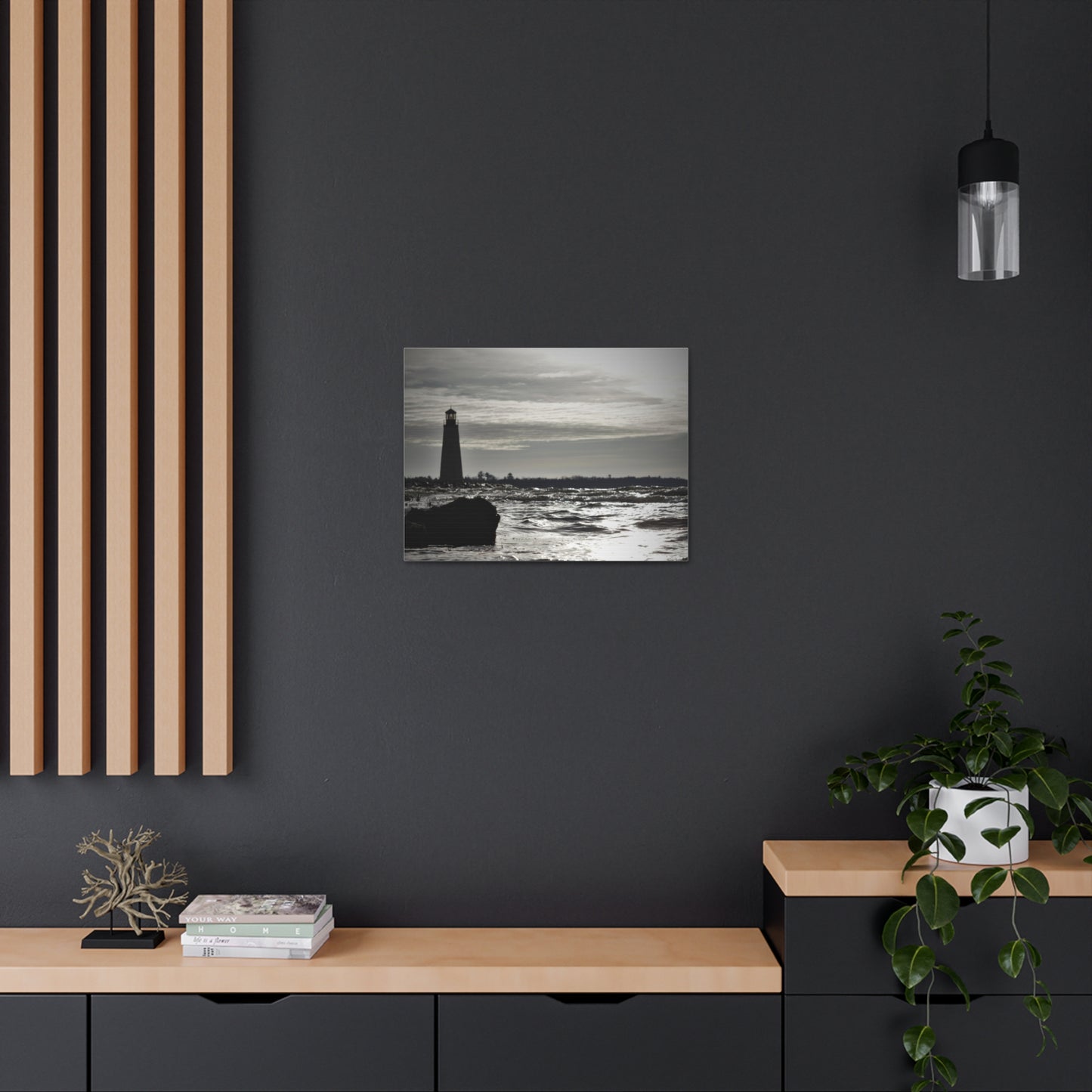 Canvas Gallery Wraps (White Wrap)-Winter Light House