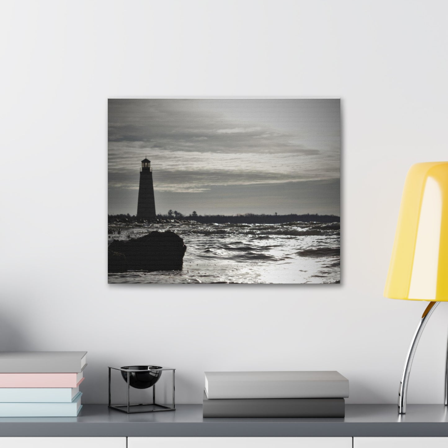 Canvas Gallery Wraps (White Wrap)-Winter Light House