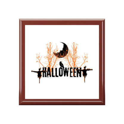 Scary Halloween Jewelry Box – White Ceramic