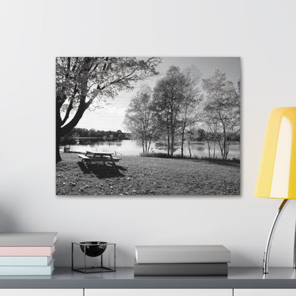 Canvas Gallery Wraps - Picinic by the river. Black and White