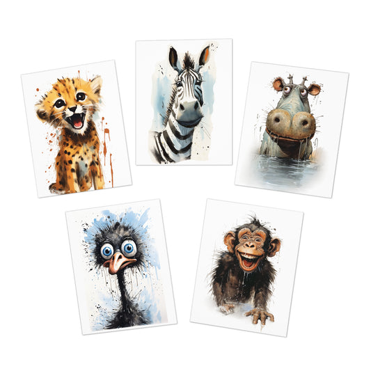 Multi-Design Greeting Cards (5-Pack) Safari Animals