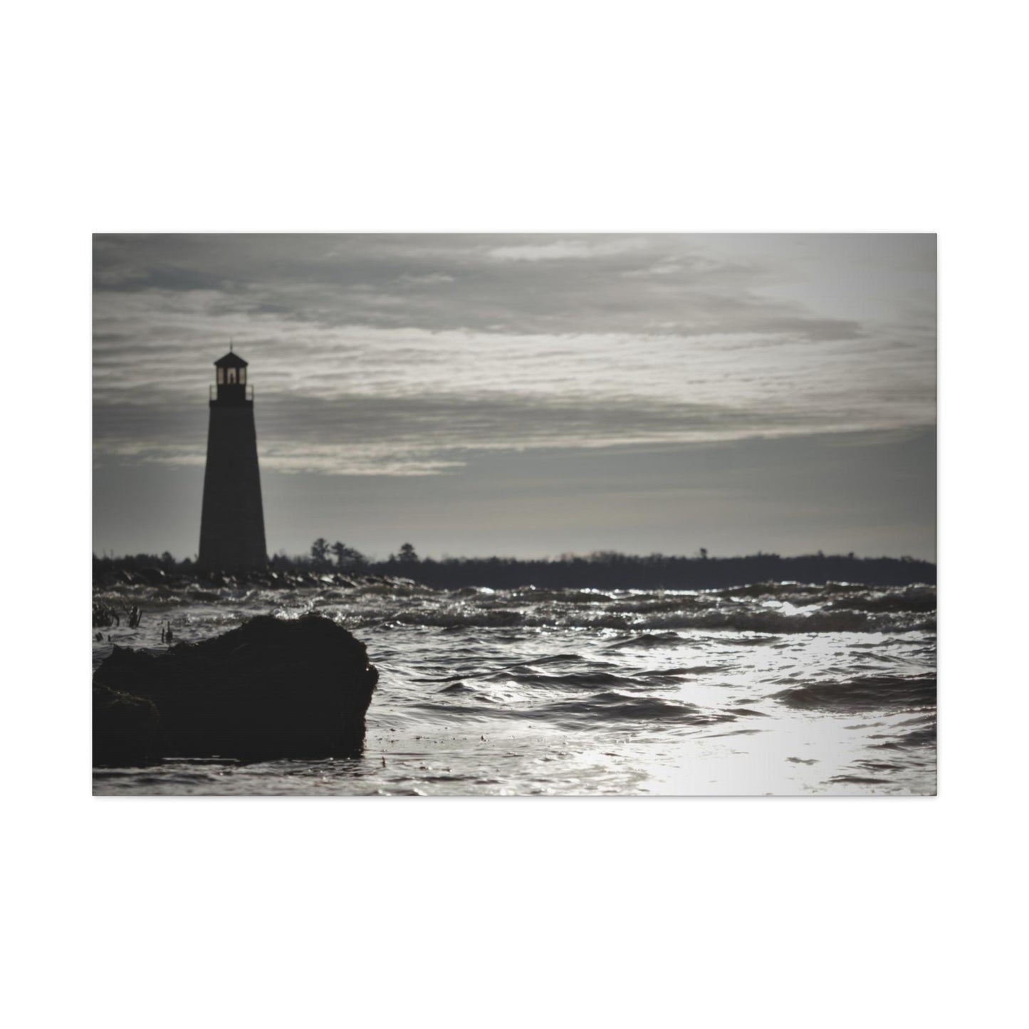 Canvas Gallery Wraps (White Wrap)-Winter Light House