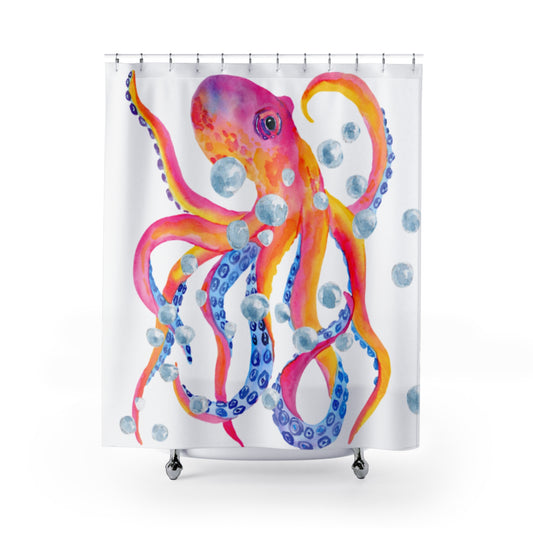 Shower Curtain - Octopus and Bubbles