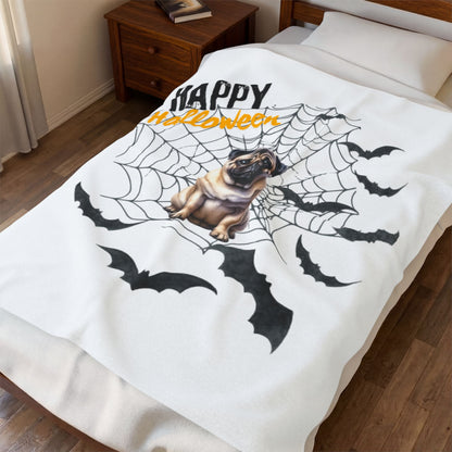 Velveteen Plush Blanket - Pug Halloween