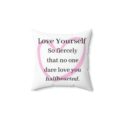 Spun Polyester Square Pillow Halfhearted/Beautiful